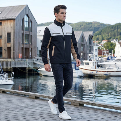 ⏰Last Day Sale 50% Off💃Men's Color Block Stand Collar Jacket
