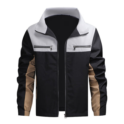 ⏰Last Day Sale 50% Off💃Men's Color Block Stand Collar Jacket