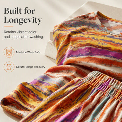 Women's Striped T-Shirt & Wide-Leg Pants Set