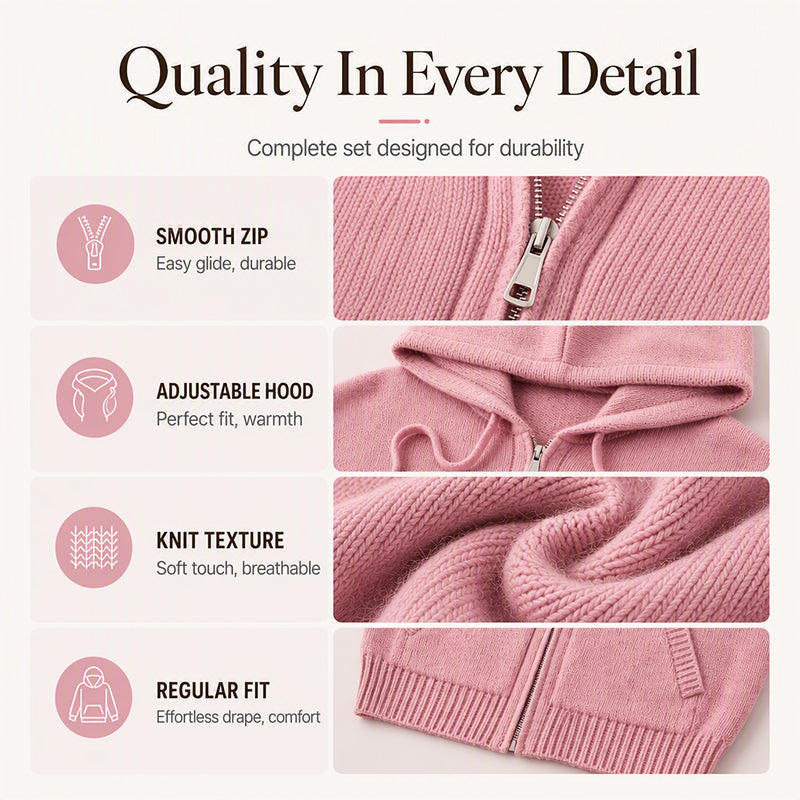 🧶✨ Women's Loose Hooded Knit Cardigan - Front Layer for Effortless Everyday Style