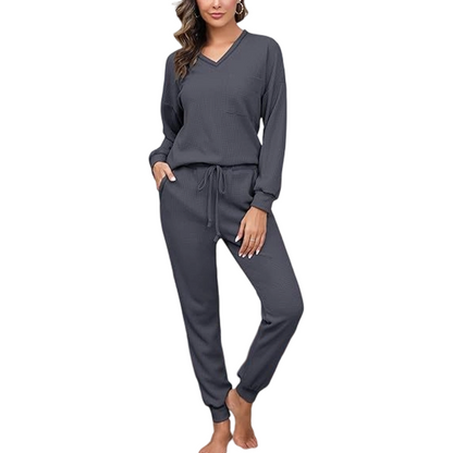 🍂 Women’s Long Sleeve Top & Jogger Lounge Set – Cozy Comfort Meets Effortless Style
