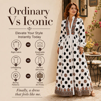 🎨 Women's Artistic Graffiti Print Maxi Dress – Bold Print Meets Effortless Style