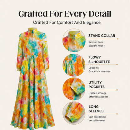 🎨 Women's Artistic Graffiti Print Maxi Dress – Bold Print Meets Effortless Style