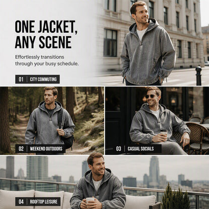 🤎Men's Vintage Washed Half-Zip Hooded Top – Relaxed Casual Pullover for Everyday Style