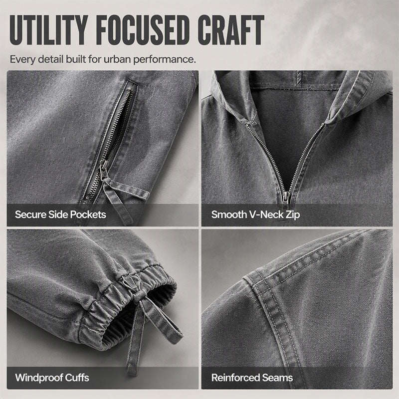 🤎Men's Vintage Washed Half-Zip Hooded Top – Relaxed Casual Pullover for Everyday Style