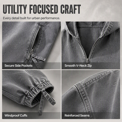 🤎Men's Vintage Washed Half-Zip Hooded Top – Relaxed Casual Pullover for Everyday Style
