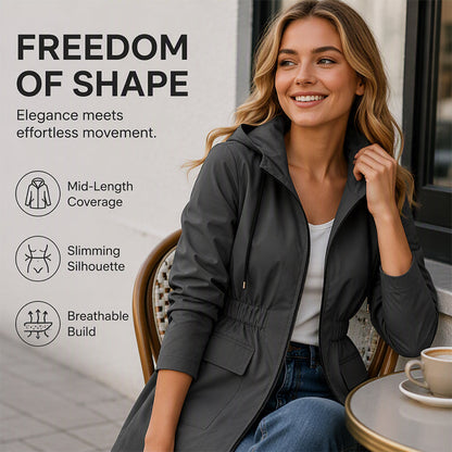Women's Water Resistant Hooded Rain Jacket