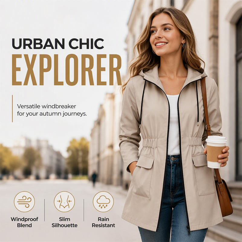 Women's Water Resistant Hooded Rain Jacket