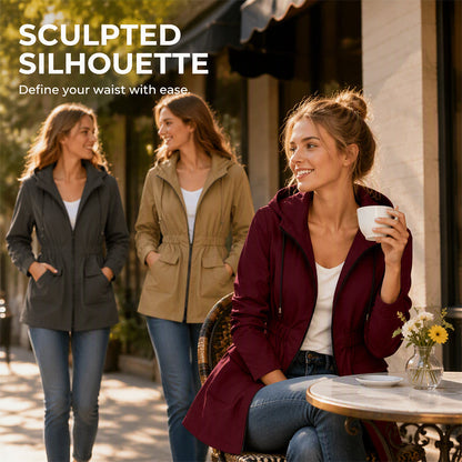 Women's Water Resistant Hooded Rain Jacket