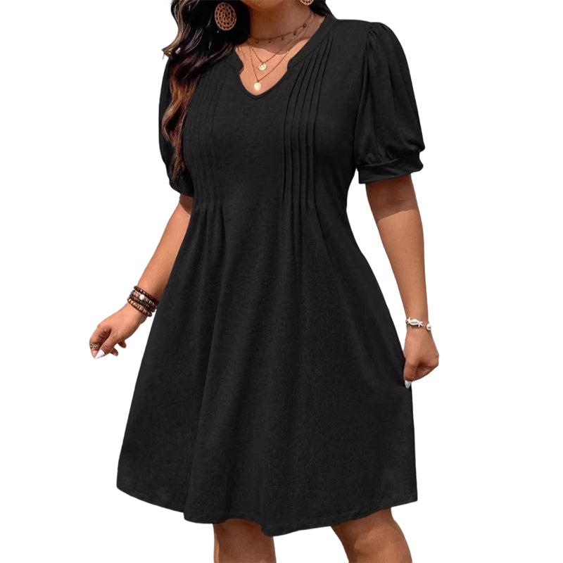 Women’s Elegant Puff Sleeve V-Neck Dress