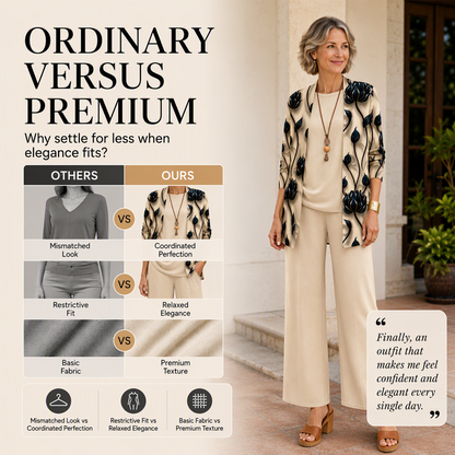 🌸  Women’s Elegant Printed 3-Piece Set – Effortless Style, Perfectly Coordinated