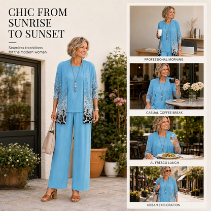 🌸  Women’s Elegant Printed 3-Piece Set – Effortless Style, Perfectly Coordinated