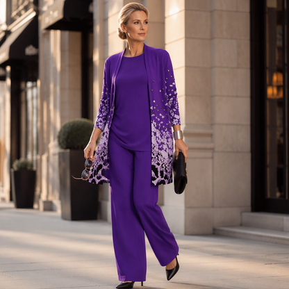 🌸  Women’s Elegant Printed 3-Piece Set – Effortless Style, Perfectly Coordinated