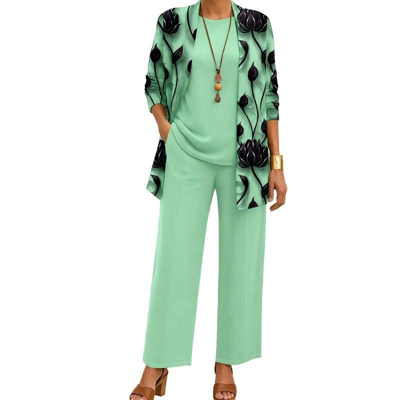 🌸  Women’s Elegant Printed 3-Piece Set – Effortless Style, Perfectly Coordinated