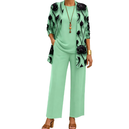 🌸  Women’s Elegant Printed 3-Piece Set – Effortless Style, Perfectly Coordinated