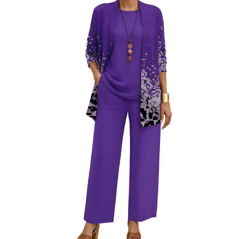 🌸  Women’s Elegant Printed 3-Piece Set – Effortless Style, Perfectly Coordinated