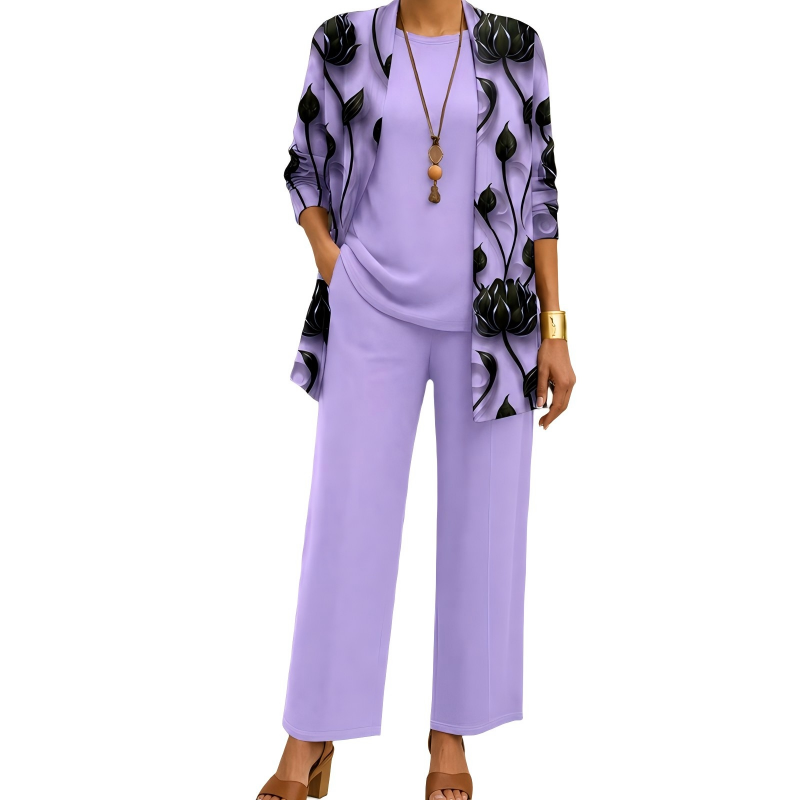 🌸  Women’s Elegant Printed 3-Piece Set – Effortless Style, Perfectly Coordinated