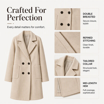 Women's Double Breasted Woolen Coat