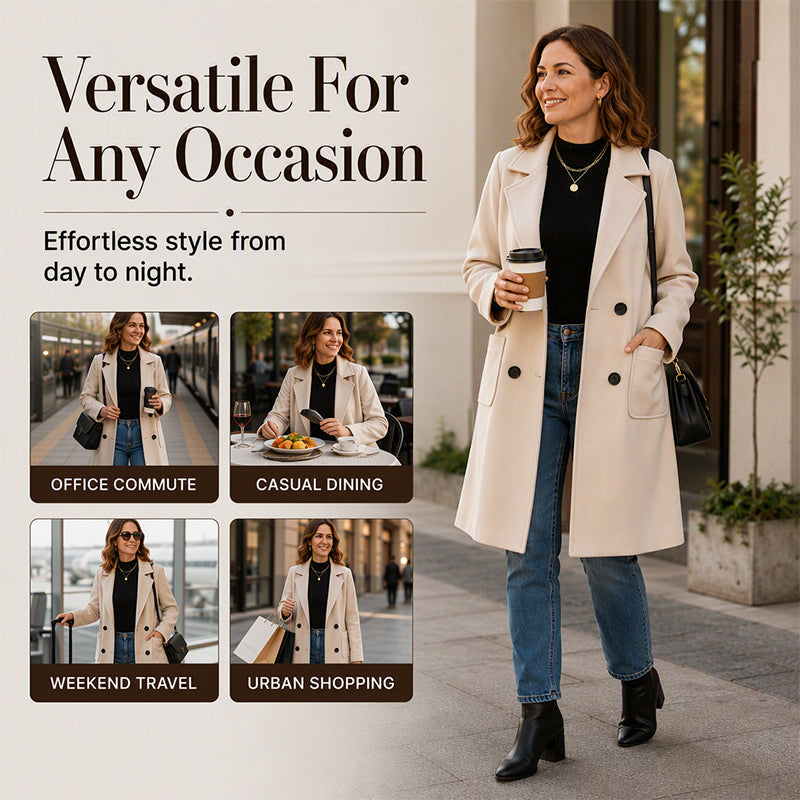 Women's Double Breasted Woolen Coat