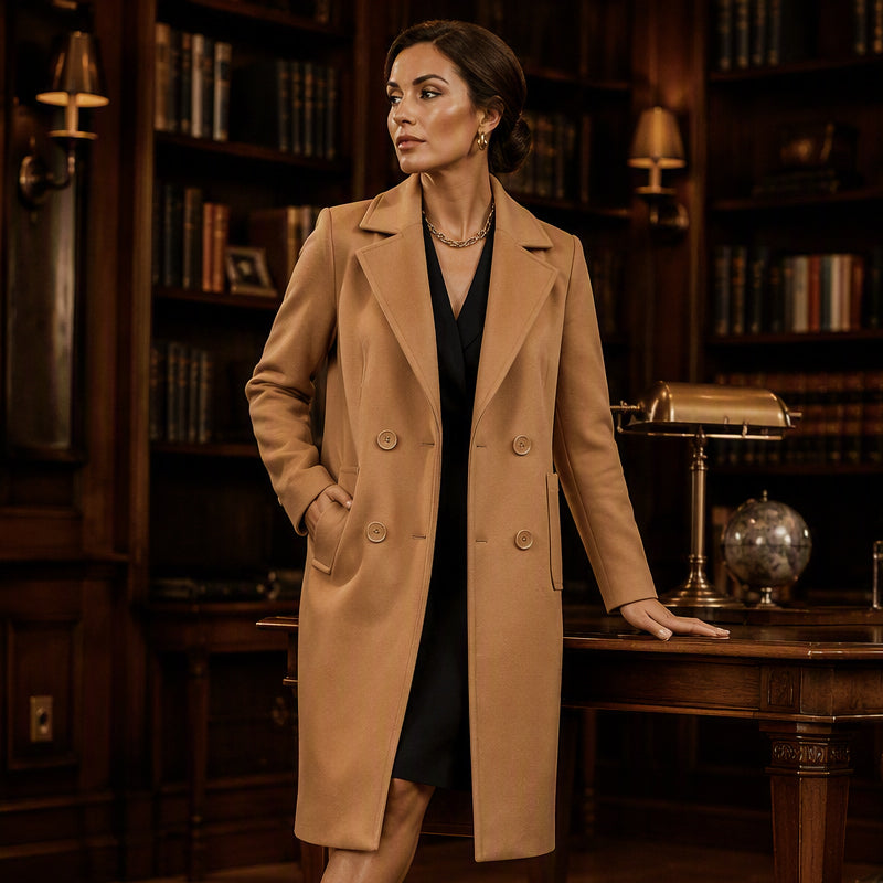 Women's Double Breasted Woolen Coat
