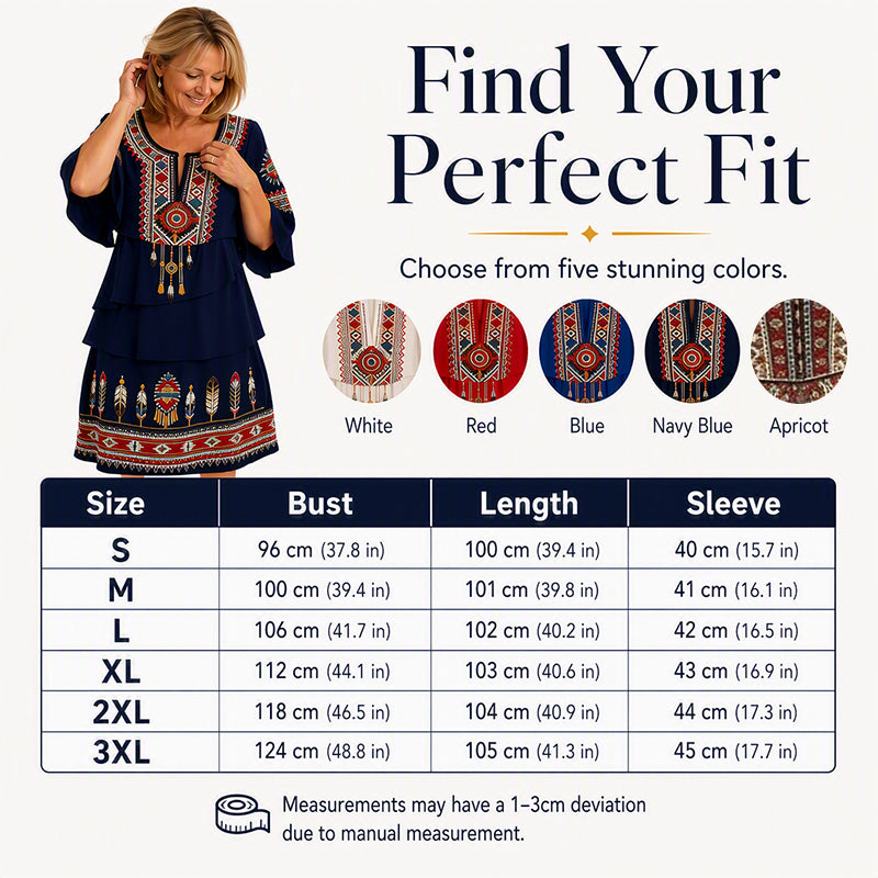 ⏰Last Day Sale 50% Off💃Women's Vintage Ethnic Print Tiered Dress