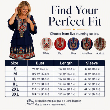 ⏰Last Day Sale 50% Off💃Women's Vintage Ethnic Print Tiered Dress