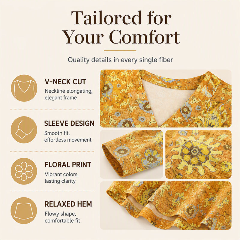 🌸 50% OFF NOW!Women's Elegant Floral Print V-Neck Top