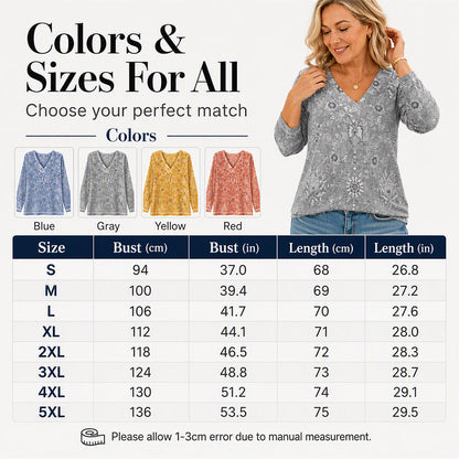 🌸 50% OFF NOW!Women's Elegant Floral Print V-Neck Top