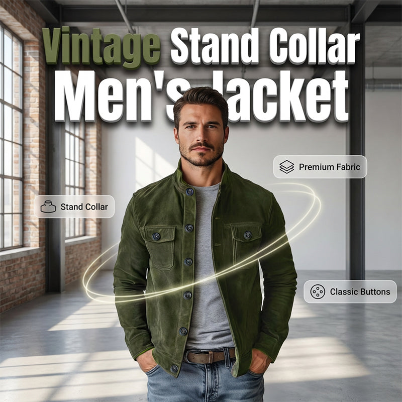 Men's Vintage-Style Corduroy Stand Collar Jacket