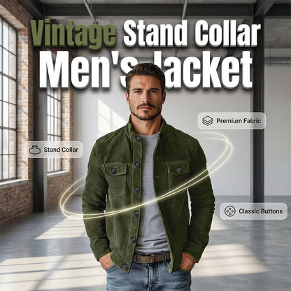 Men's Vintage-Style Corduroy Stand Collar Jacket