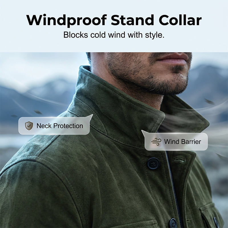 Men's Vintage-Style Corduroy Stand Collar Jacket