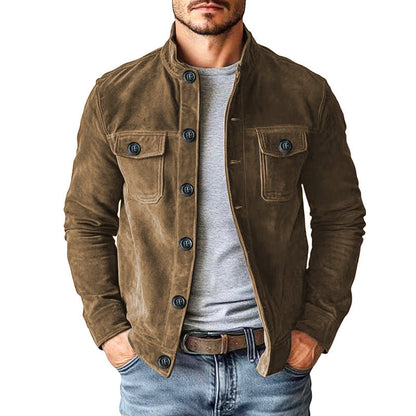 Men's Vintage-Style Corduroy Stand Collar Jacket