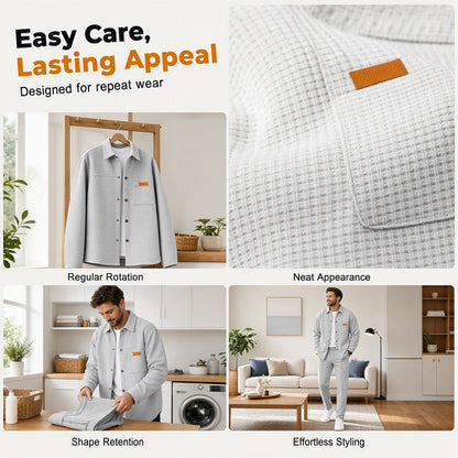 New Arrivals🛍️Men's Waffle Knit Jacket & Pants Two-Piece Casual Set