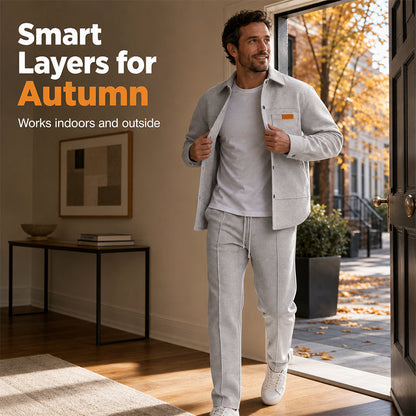 New Arrivals🛍️Men's Waffle Knit Jacket & Pants Two-Piece Casual Set
