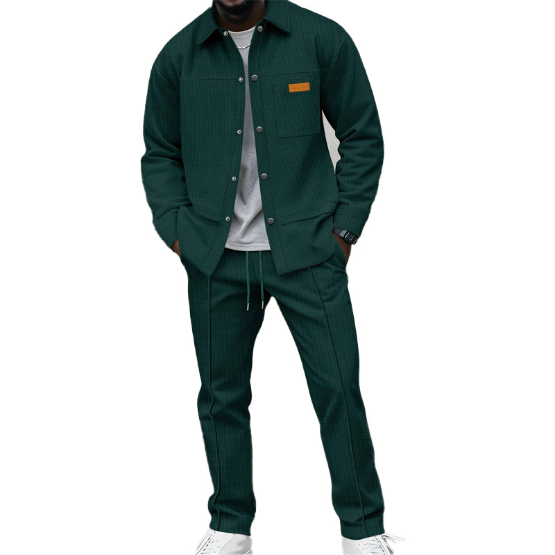 New Arrivals🛍️Men's Waffle Knit Jacket & Pants Two-Piece Casual Set