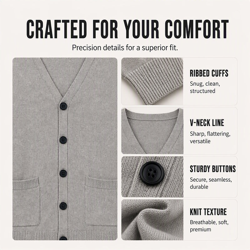 Men's Casual V-Neck Knit Cardigan