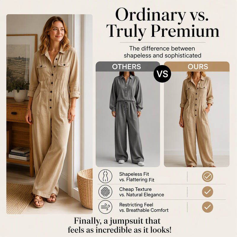 🍂 Women’s Wide-Leg Cargo Jumpsuit – Effortless Utility Style & Autumn Comfort
