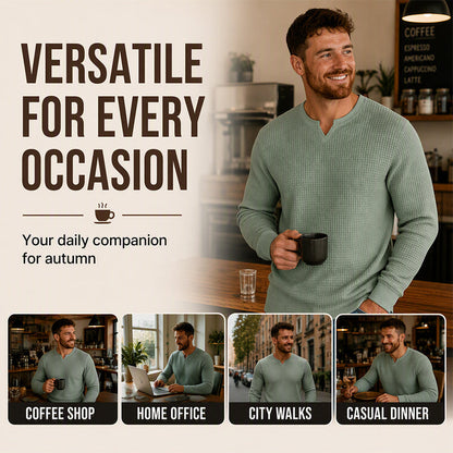 Men's Slim Fit Waffle Knit V-Neck Shirt