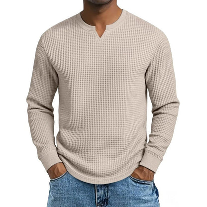Men's Slim Fit Waffle Knit V-Neck Shirt