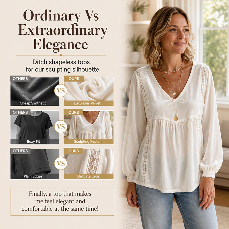 ✨ Elevated Comfort | Women's Elegant V-Neck Velvet Top