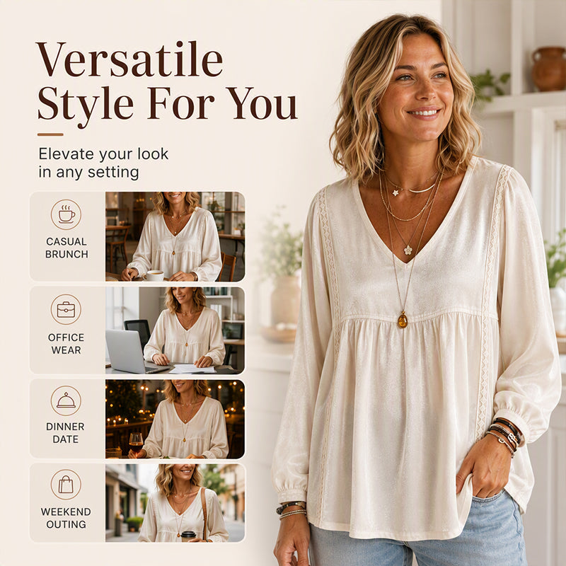 ✨ Elevated Comfort | Women's Elegant V-Neck Velvet Top