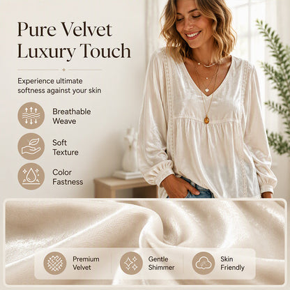 ✨ Elevated Comfort | Women's Elegant V-Neck Velvet Top