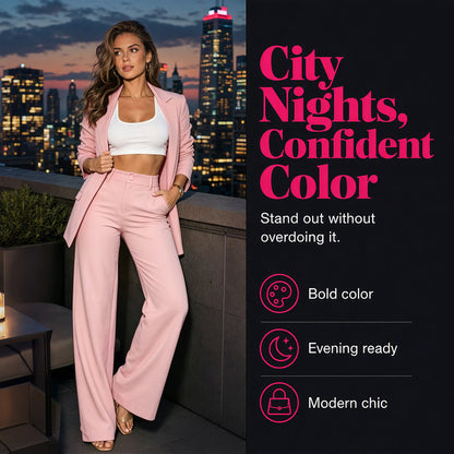 ✨ Effortless Elegance | Women's Blazer & Straight-Leg Trousers Set