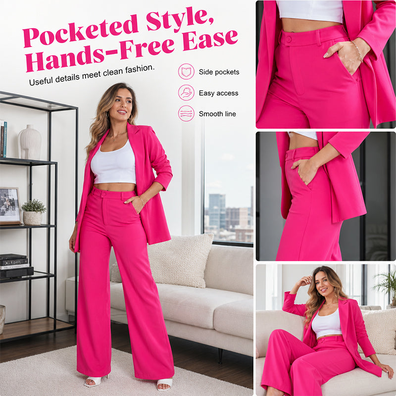 ✨ Effortless Elegance | Women's Blazer & Straight-Leg Trousers Set