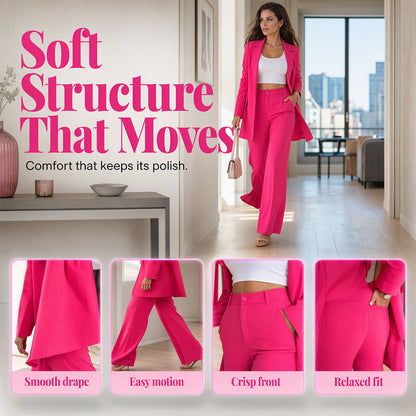 ✨ Effortless Elegance | Women's Blazer & Straight-Leg Trousers Set