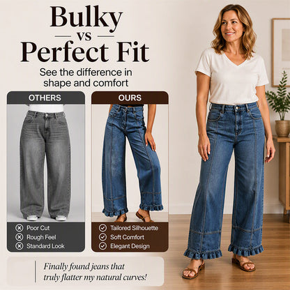 Women's Ruffle Hem Denim Jeans