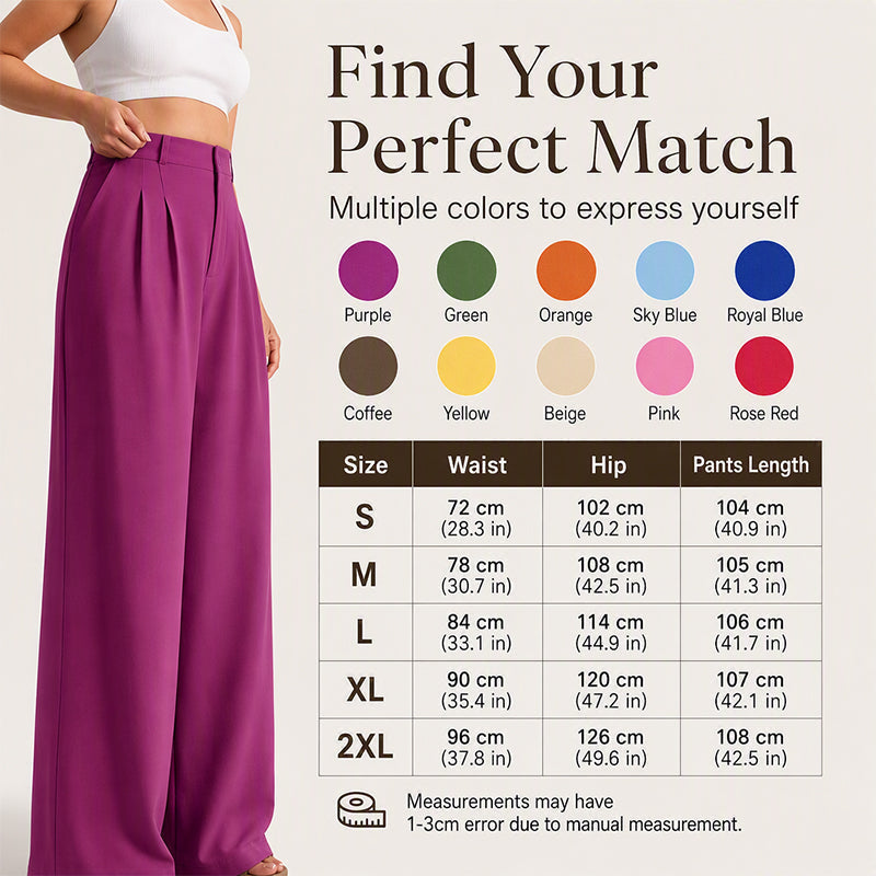 ✨ Polished Comfort | Women's High-Waisted Wide-Leg Suit Pants
