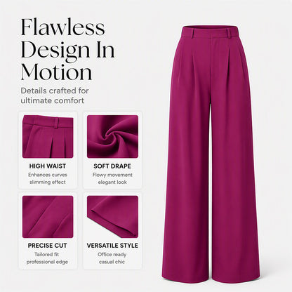 ✨ Polished Comfort | Women's High-Waisted Wide-Leg Suit Pants