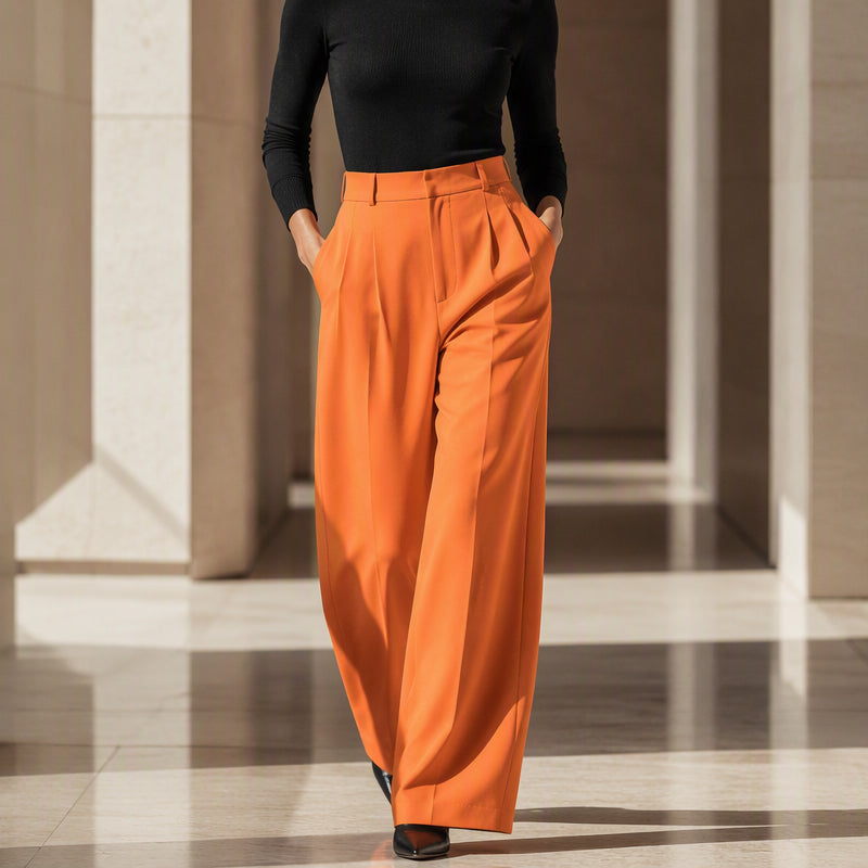 ✨ Polished Comfort | Women's High-Waisted Wide-Leg Suit Pants