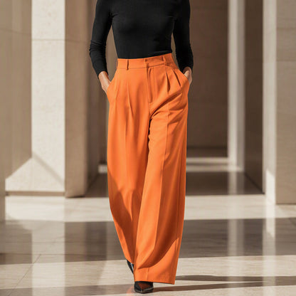 ✨ Polished Comfort | Women's High-Waisted Wide-Leg Suit Pants